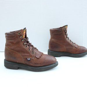 Justin ankle roper steel toe work boots size 6 B